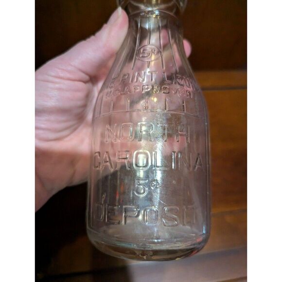 North Carolina Liquid Bottle One Pint NC Approved 5 Cent Deposit Milk Vintage - Picture 4 of 4
